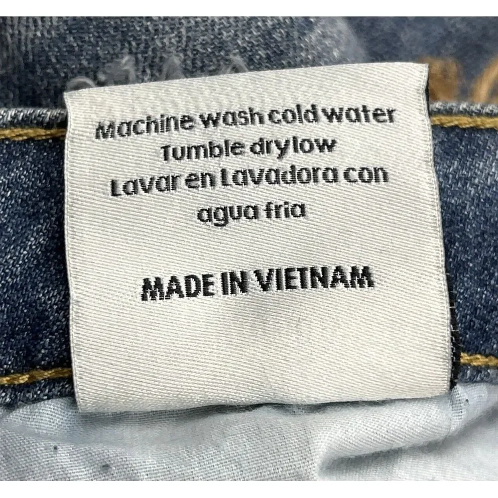 Sneak Peak Womens Medium Blue Relaxed‎ Straight Leg Cuffed Distressed Jeans NWT